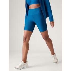 Athleta Interval Stash 7” Dark Lapis Blue Athletic Gym Shorts Size XS